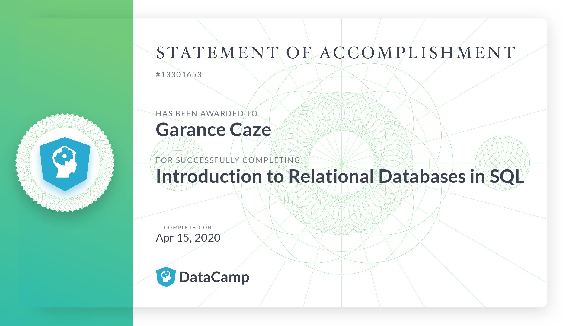 Introduction to relational databases in SQL