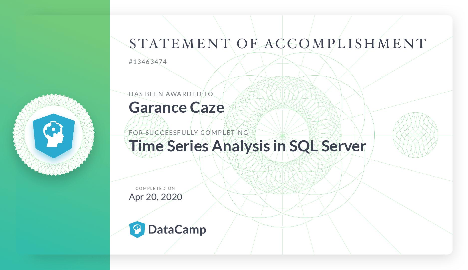 Time series analysis in SQL server